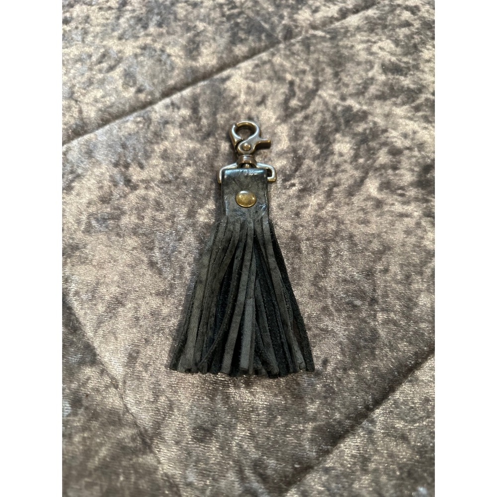 Leather Tassel Bag/Key Charm OS Black EUC